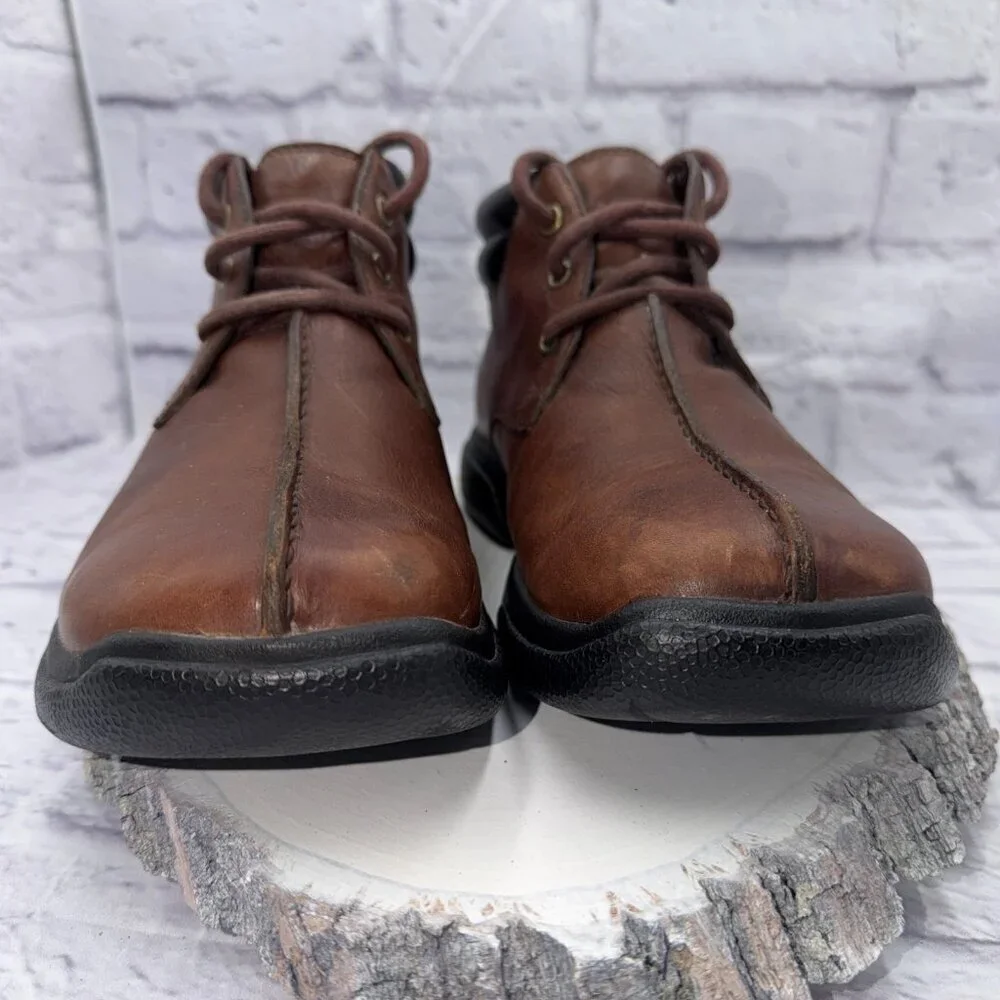 Vintage 90s SIMPLE Brand Mens Leather Split-Toe Chukka Boots Brown Size 8.5